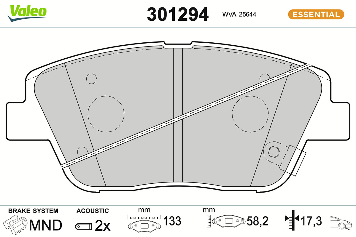 Jeu de 4 plaquettes de frein VALEO ref. 301294
